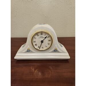 Parfums LAURA ASHLEY Quartz White 9" Mantle Clock W/‎ Gold Trim & Floral 25
